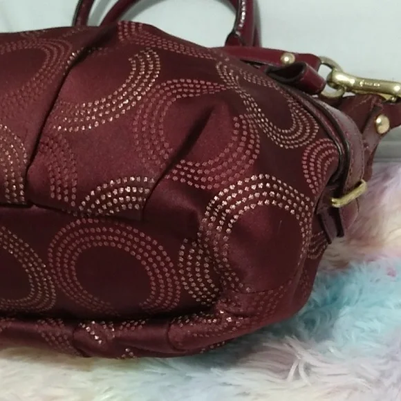 SALE! Auth Coach Sophia Mad Dotted Art Dark Red/Gold Bag & NWT Wristlet Bundle - Picture 11 of 16